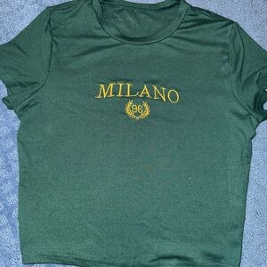 Tight fitted top writing Milano in green